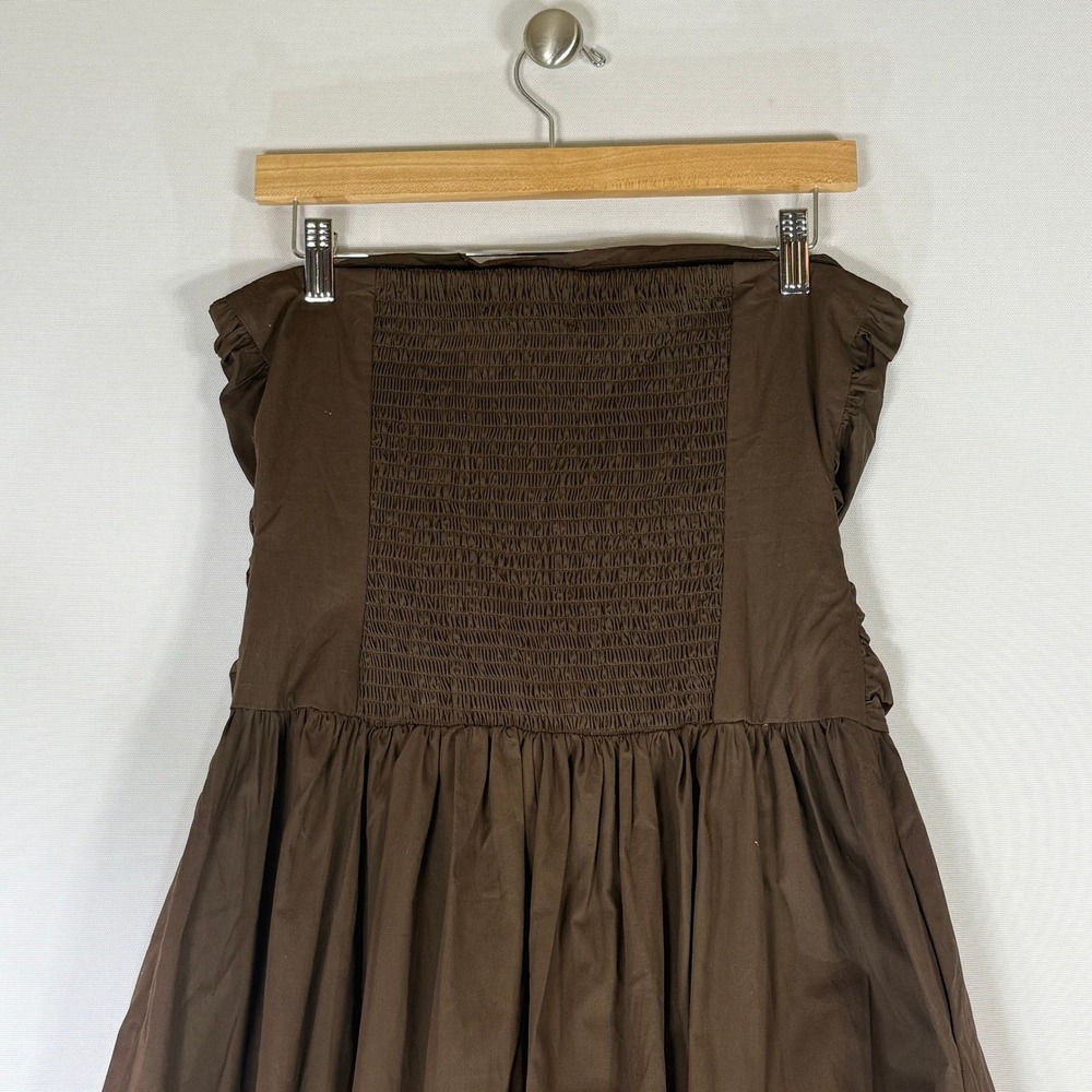 NEW Band Of The Free Womens Large Chocolate Brown Strapless Ruched Maxi Dress - Picture 6 of 9